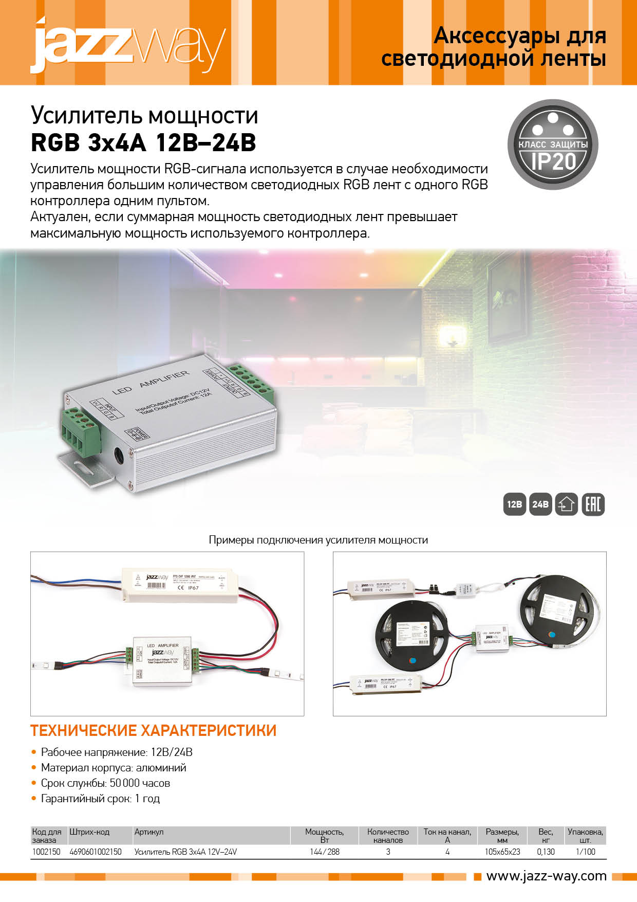 Усилители мощности для светодиодной ленты RGB 3x4A 12 B