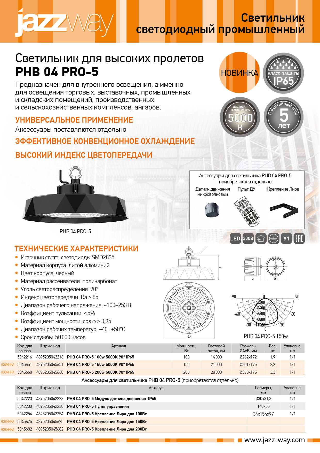 Светильник для высоких пролетов PHB 04 PRO-5