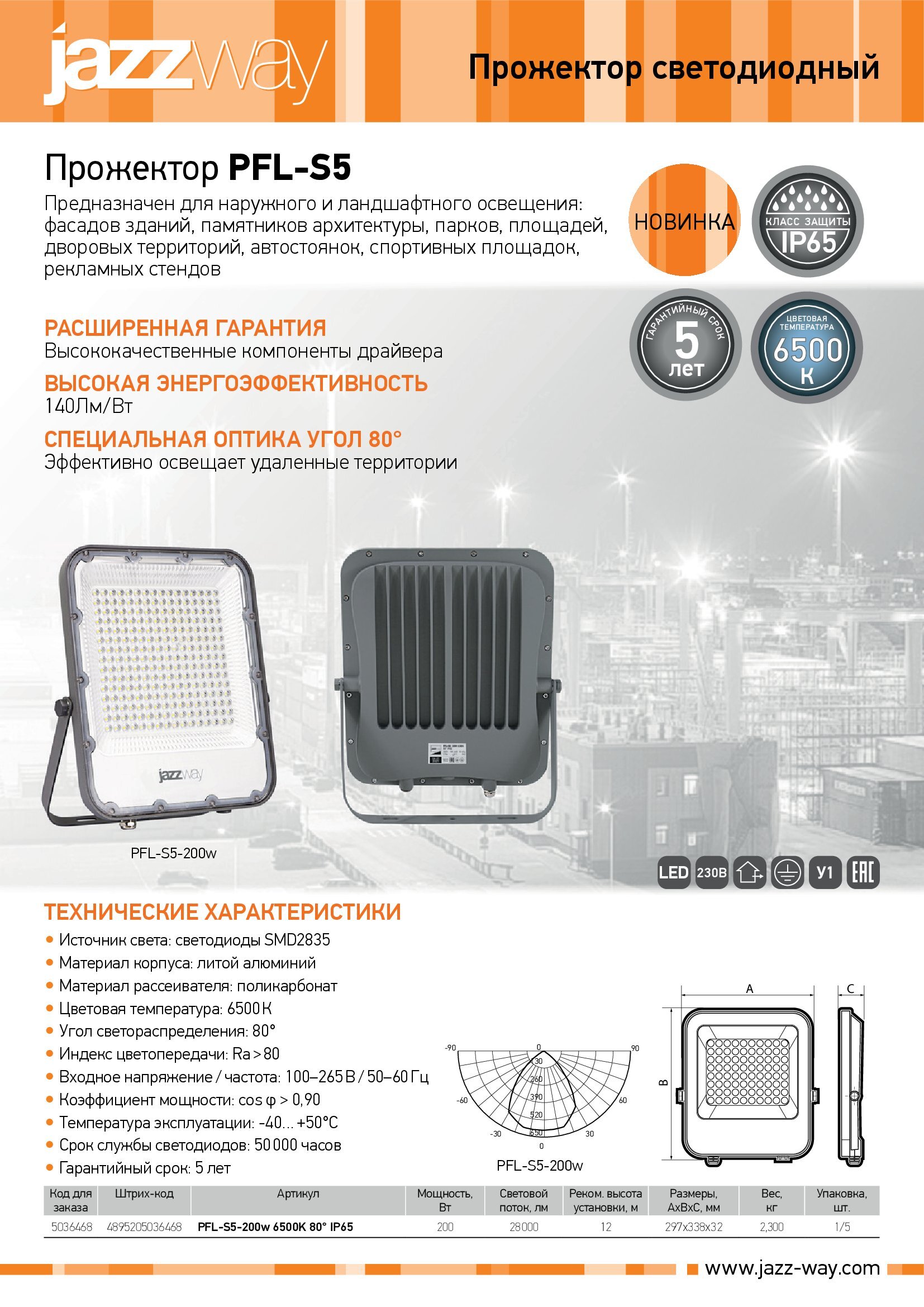 Прожектор светодиодный PFL-S5