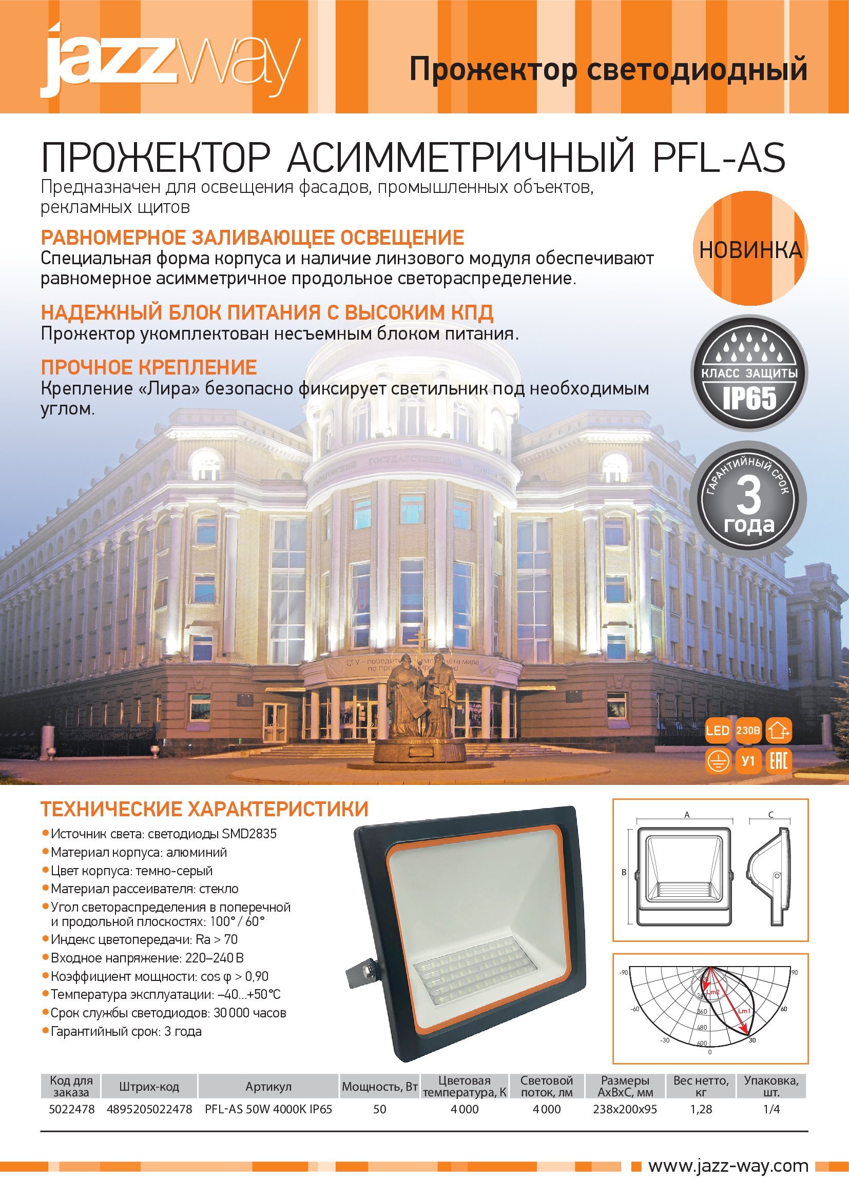 Прожектор светодиодный PFL-AS