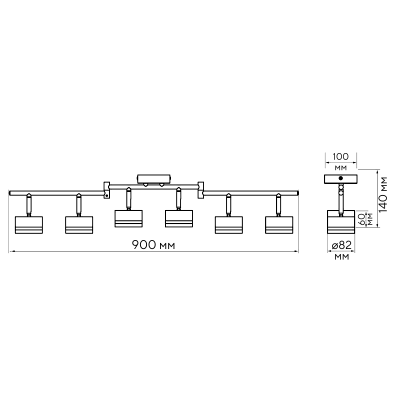Светильник декоративный под лампу PCL 0906 6xGX53 BL 230V IP20