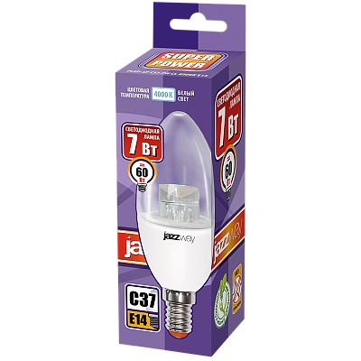 Лампа светодиодная PLED- SP CLEAR C37 7w CL 4000K 540 Lm E14 Jazzway 