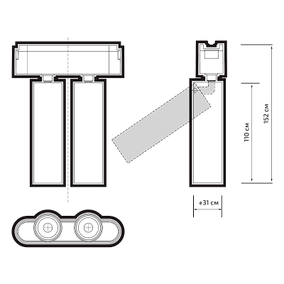 Низковольтный трековый светильник MTR16 2016 2X8W 3000K 24° BL IP20