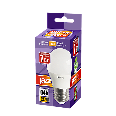 Лампа светодиодная PLED- SP G45 7w E27 3000K 230/50 Jazzway 