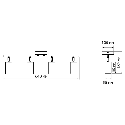 Светильник декоративный под лампу PCL 0404 4xGU10 BL 230V IP20