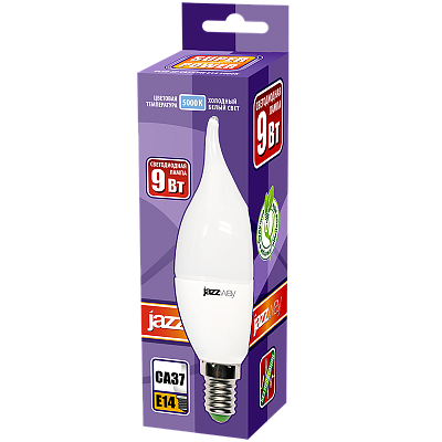 Лампа светодиодная PLED- SP CA37 9w E14 5000K-E Jazzway