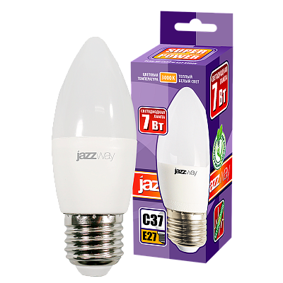 Лампа светодиодная PLED- SP C37 7w E27 3000K 230/50 Jazzway