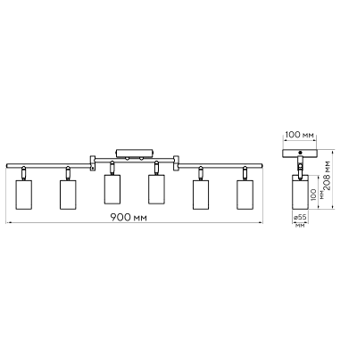 Светильник декоративный под лампу PCL 0606 6xGU10 WH 230V IP20
