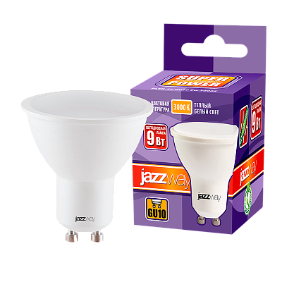 Лампа светодиодная PLED- SP GU10 9w 3000K-E Jazzway