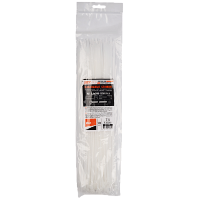 Кабельная стяжка PCT 3,6x300-100WH PA6.6 Jazzway (100 шт/уп) 