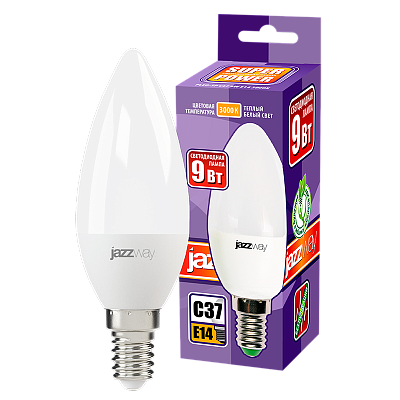 Лампа светодиодная PLED- SP C37 9w E14 3000K-Е Jazzway