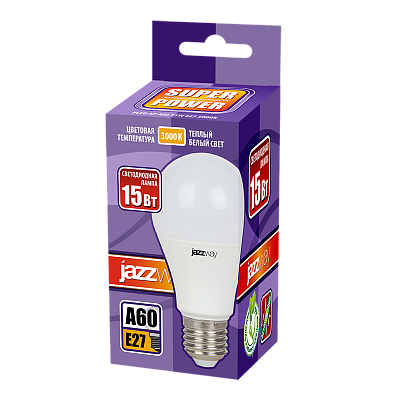 Лампа светодиодная PLED- SP A60 15w E27 3000K 230/50 Jazzway 