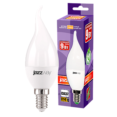 Лампа светодиодная PLED- SP CA37 9w E14 3000K-E Jazzway 