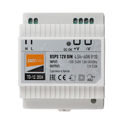 Блок питания с установкой на DIN-рейку BSPS 12V 60w