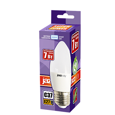 Лампа светодиодная PLED- SP C37 7w E27 4000K 230/50 Jazzway