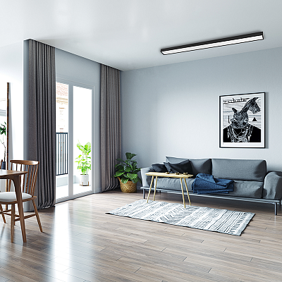 Светильник светодиодный накладной PSO-01 24w 4000K BLACK 1200х70 IP40