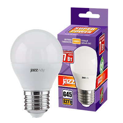 Лампа светодиодная PLED- SP G45 7w E27 3000K 230/50 Jazzway 