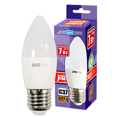 Лампа светодиодная PLED- SP C37 7w E27 5000K 230/50 Jazzway