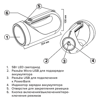Фонарь-прожектор  JAZZway Accu7-L 5W-bk