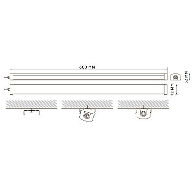 Светильник светодиодный пылевлагозащищенный PWP-C3-E1 600 18w 4000K с БАП IP65