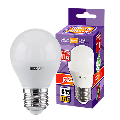 Лампа светодиодная PLED- SP G45 11w E27 3000K 230/50 Jazzway 