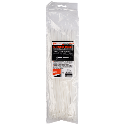 Кабельная стяжка PCT 3,6x250-100WH PA6.6 Jazzway (100 шт/уп) 