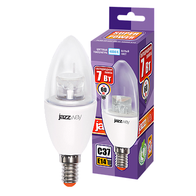 Лампа светодиодная PLED- SP CLEAR C37 7w CL 4000K 540 Lm E14 Jazzway 