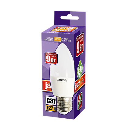 Лампа светодиодная PLED- SP C37 9w E27 3000K-E Jazzway 