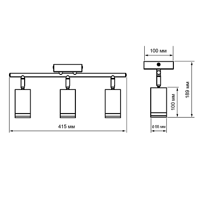 Светильник декоративный под лампу PCL 0103 3xGU10 BL 230V IP20 